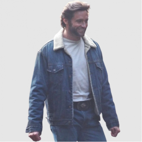 Hugh Jackman Blue Denim Shearling Jacket
